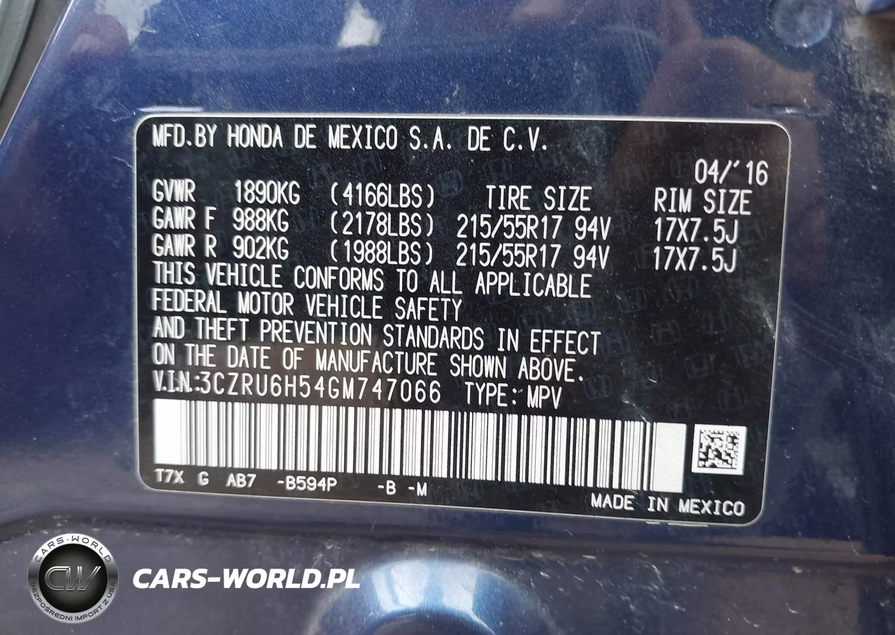 2016 Honda Hr-V Ex VIN:3CZRU6H54GM747066 - 9