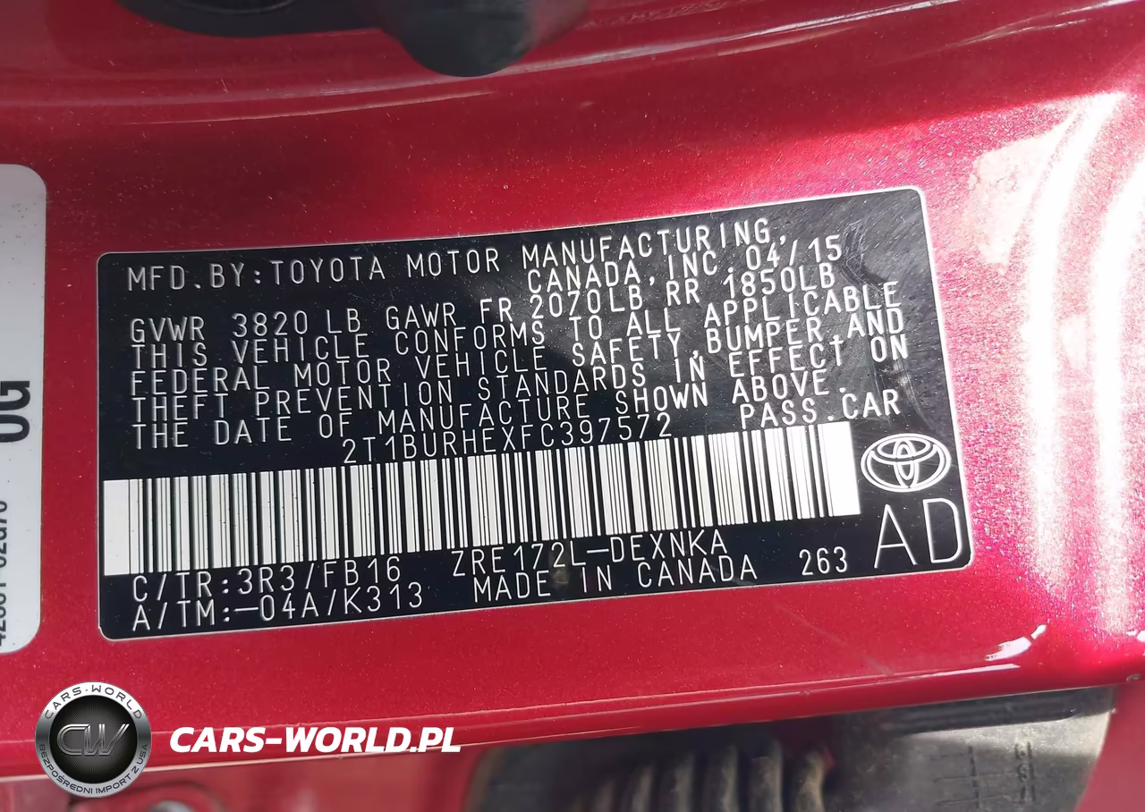2015 Toyota Corolla Le VIN:2T1BURHEXFC397572 - 9