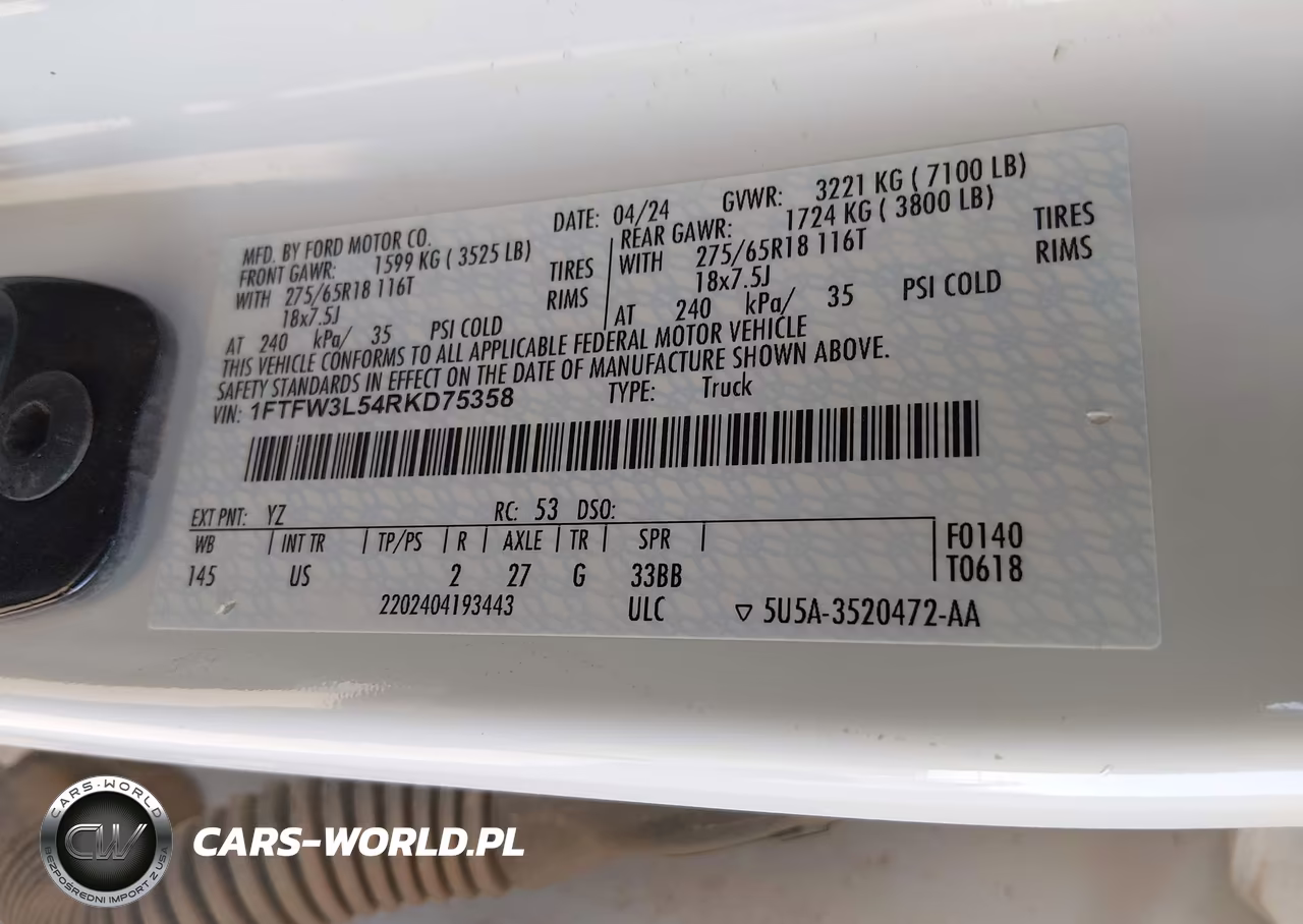 2024 Ford F-150 Xlt VIN:1FTFW3L54RKD75358 - 9