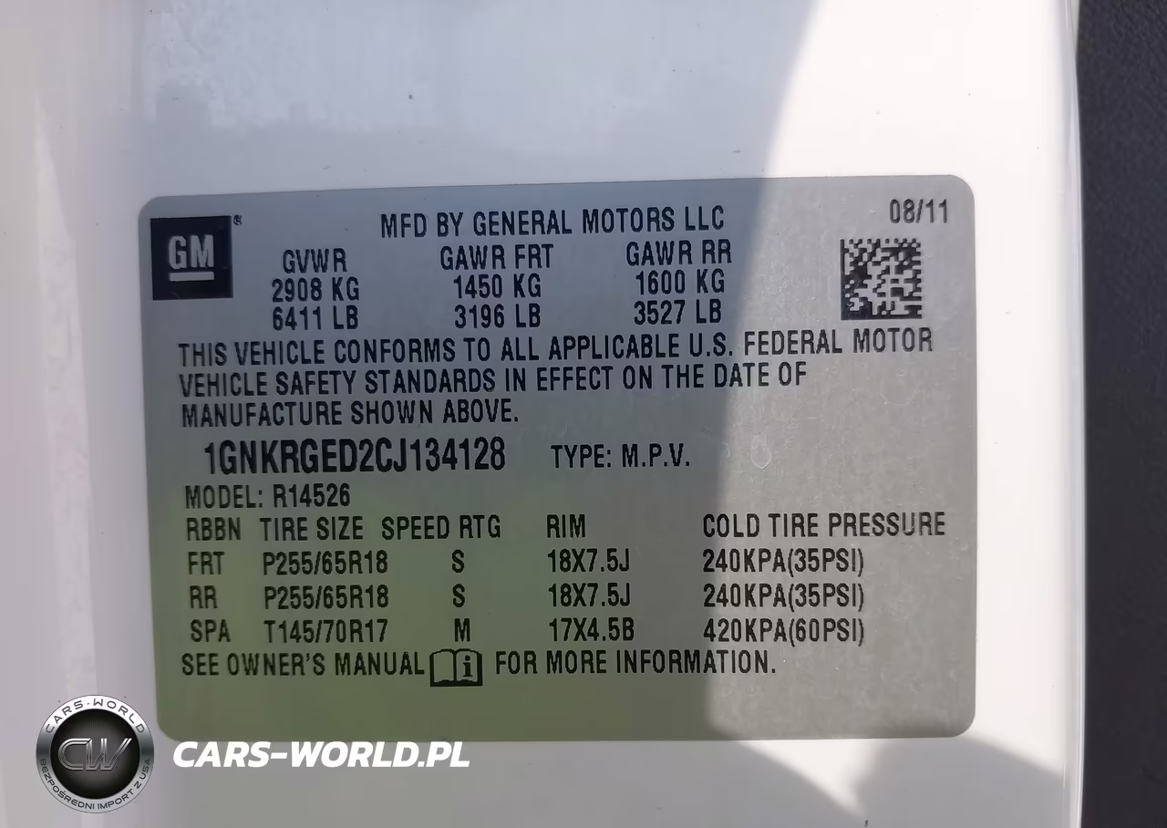 2012 Chevrolet Traverse Lt W-1Lt VIN:1GNKRGED2CJ134128 - 9