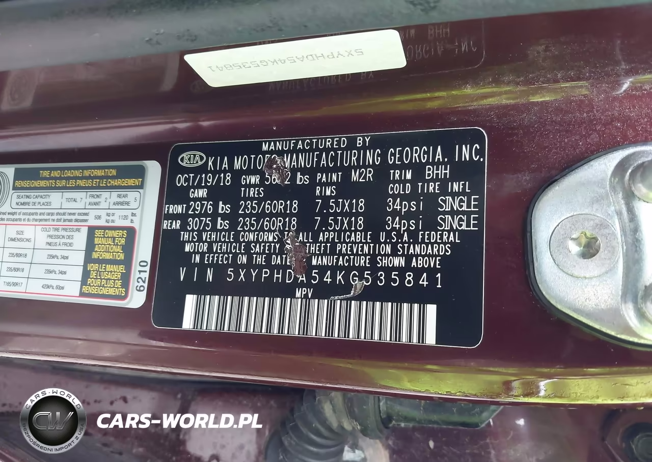 2019 Kia Sorento 3.3L Ex VIN:5XYPHDA54KG535841 - 9