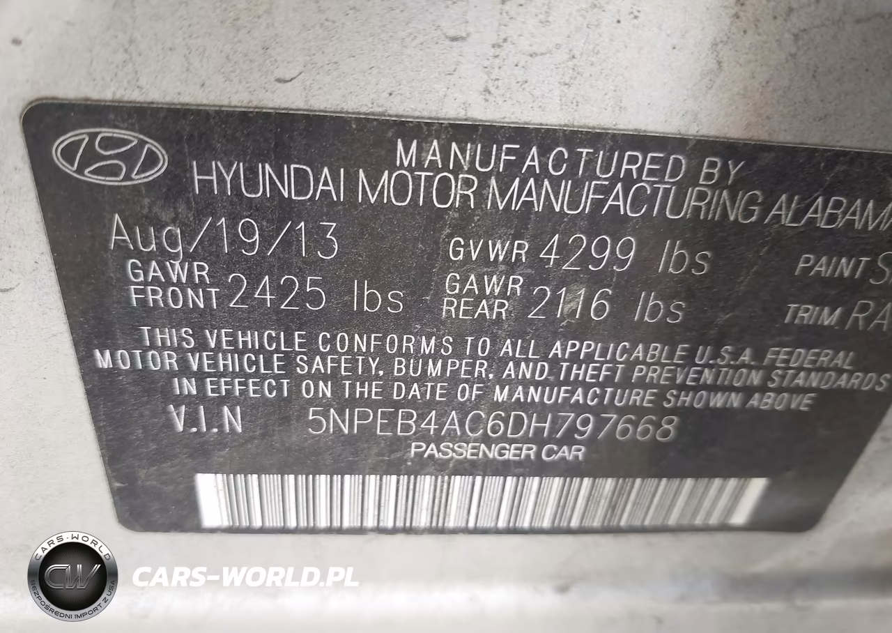 2013 Hyundai Sonata Gls VIN:5NPEB4AC6DH797668 - 9