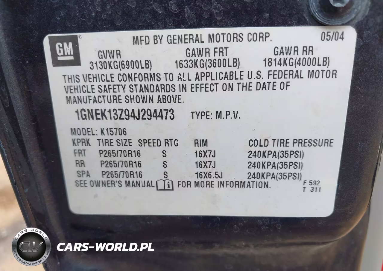 2004 Chevrolet Tahoe Ls VIN:1GNEK13Z94J294473 - 9