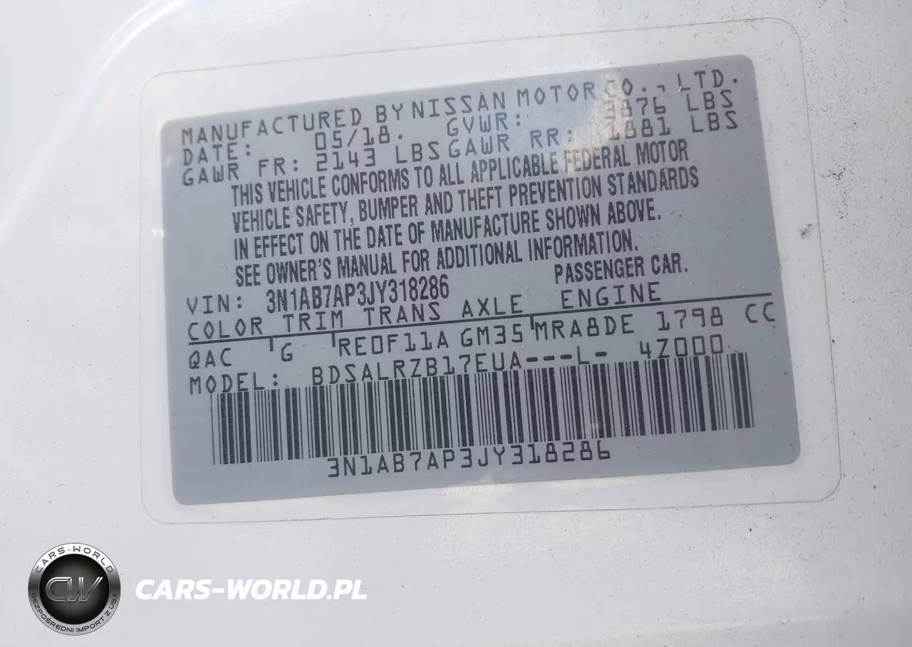 2018 Nissan Sentra Sr VIN:3N1AB7AP3JY318286 - 9