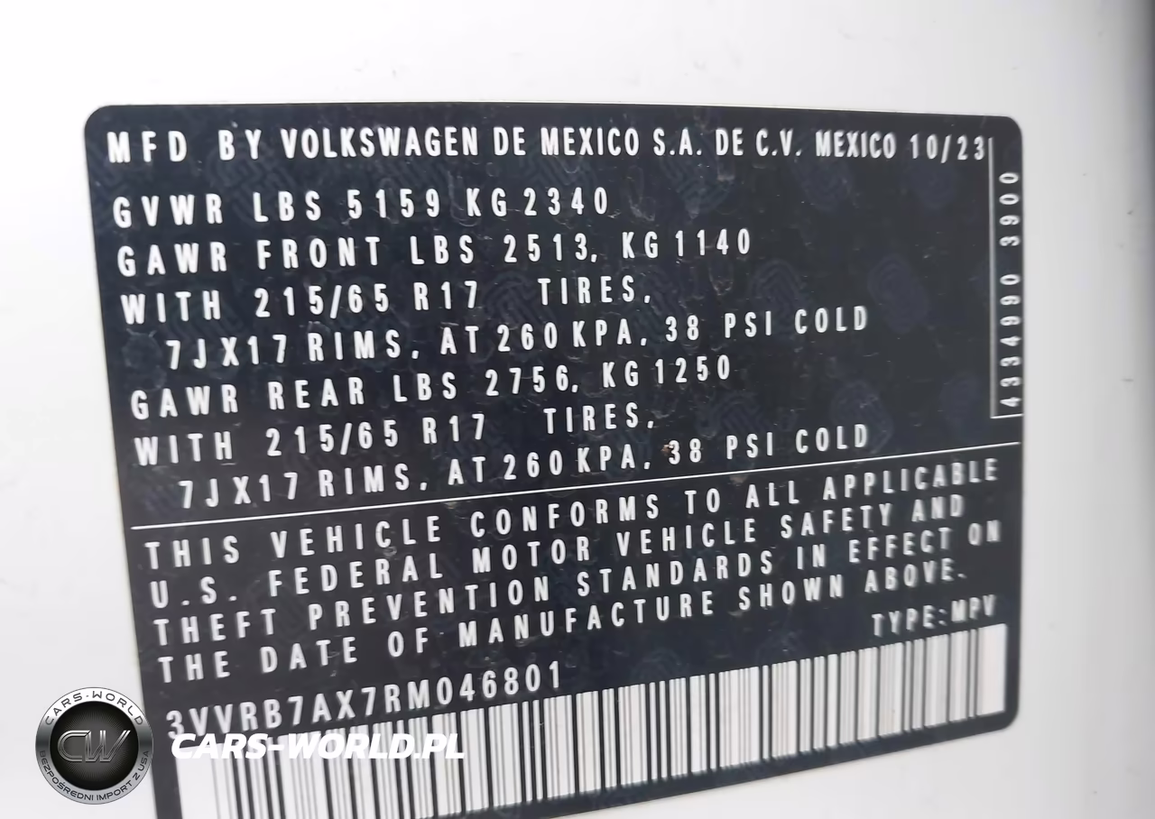 2024 Volkswagen Tiguan 2.0T S VIN:3VVRB7AX7RM046801 - 9