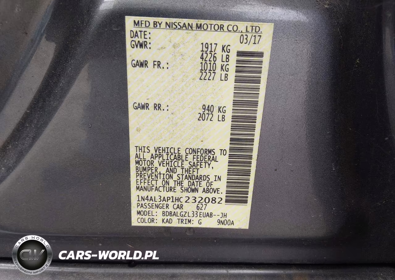 2017 Nissan Altima 2.5 S VIN:1N4AL3AP1HC232082 - 9