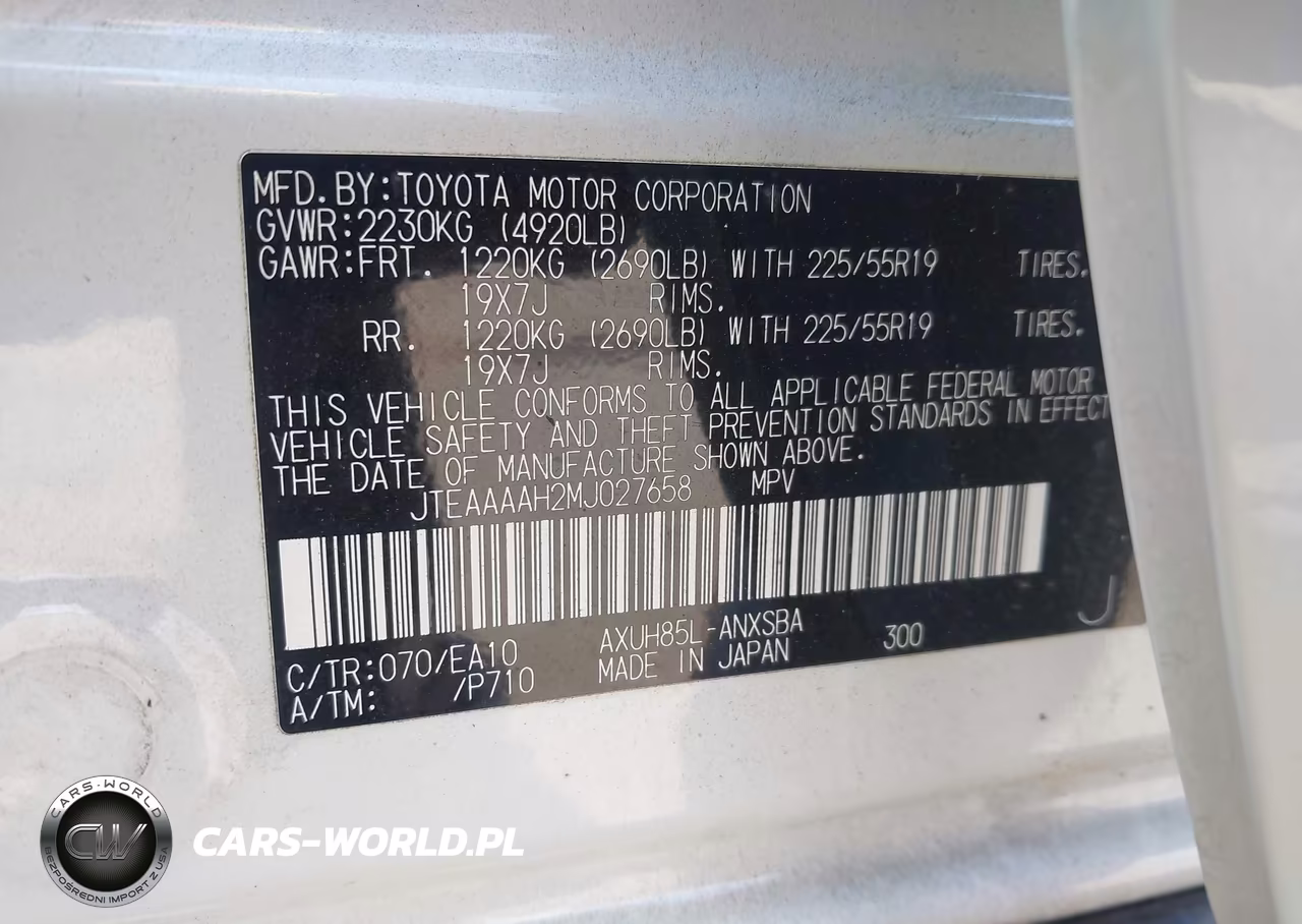 2021 Toyota Venza Limited VIN:JTEAAAAH2MJ027658 - 9