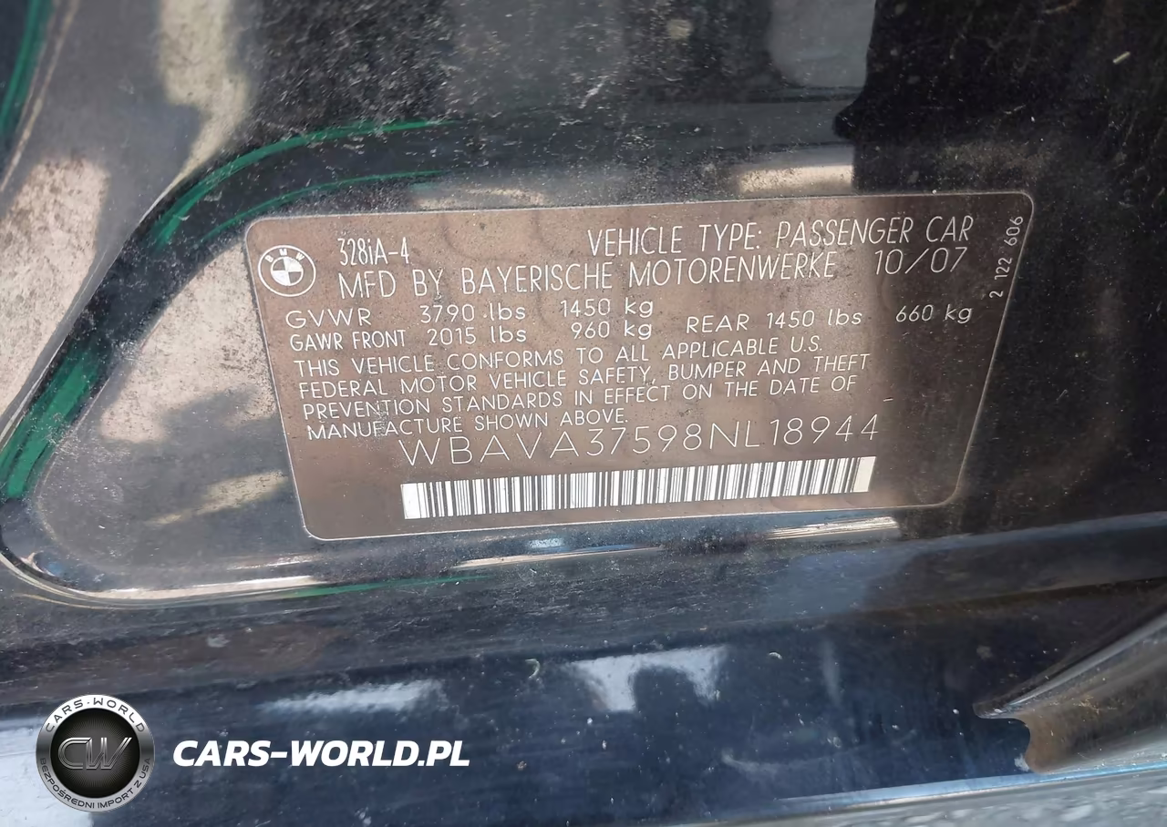 2008 BMW 328I VIN:WBAVA37598NL18944 - 9