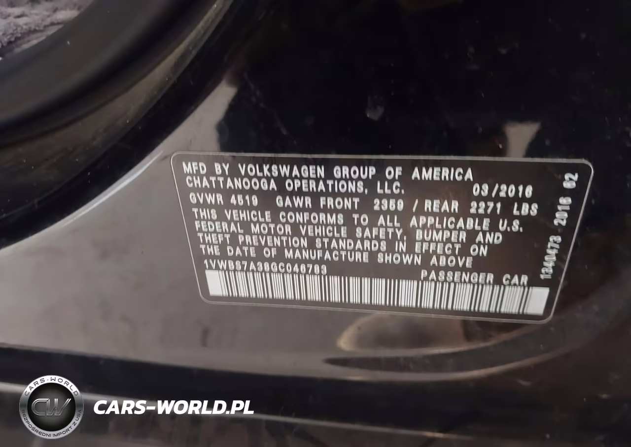 2016 Volkswagen Passat 1.8T Se VIN:1VWBS7A38GC046783 - 9