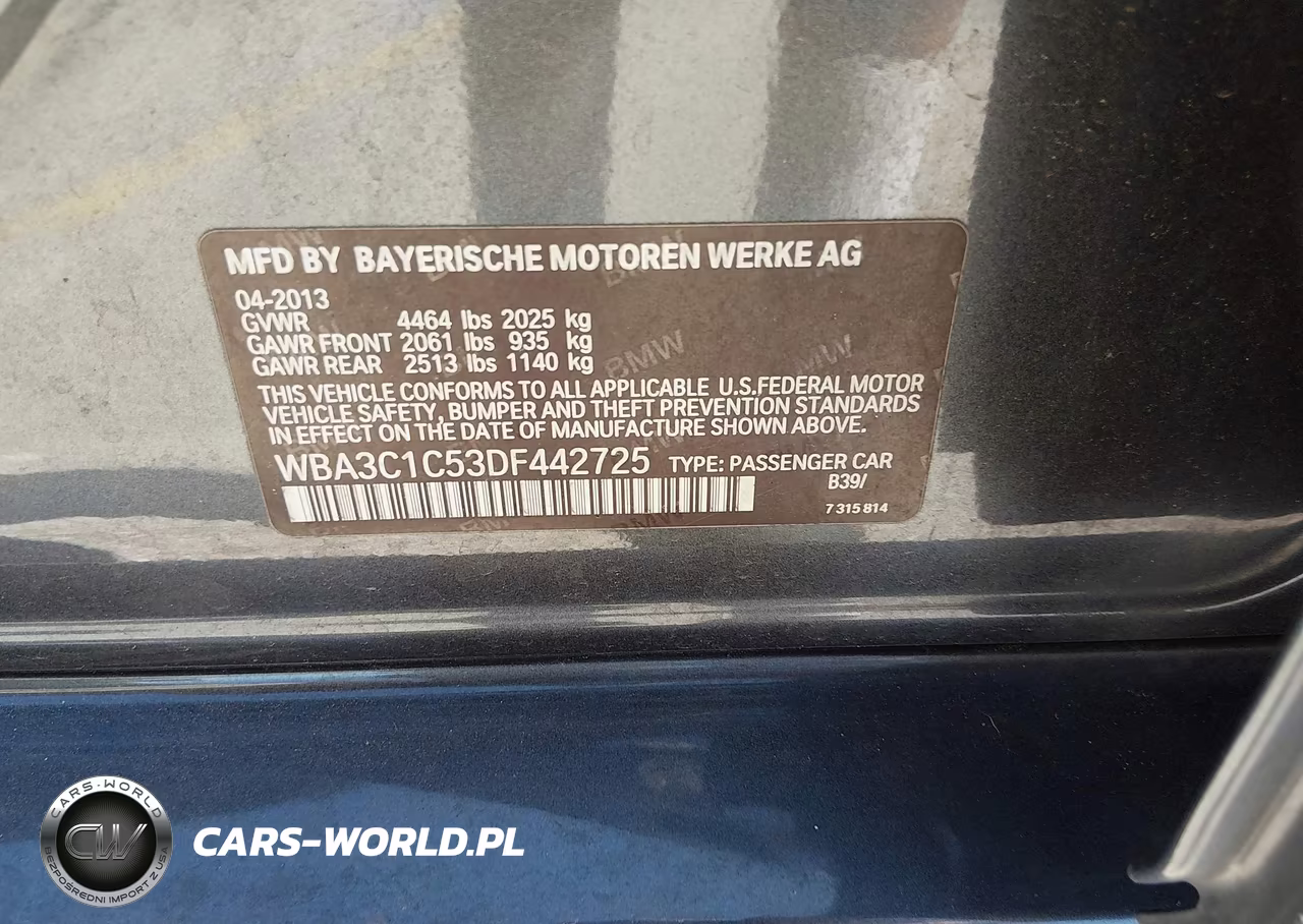 2013 BMW 328I VIN:WBA3C1C53DF442725 - 9