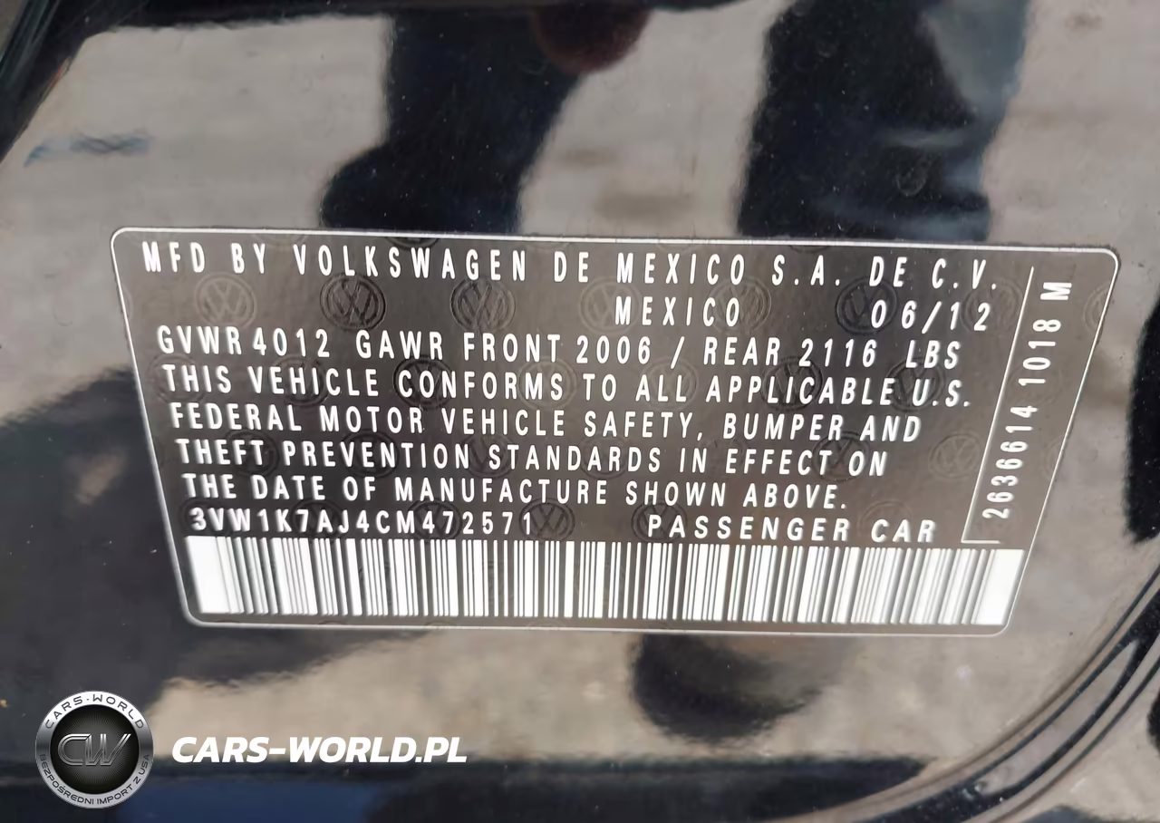 2012 Volkswagen Jetta 2.0L S VIN:3VW1K7AJ4CM472571 - 9