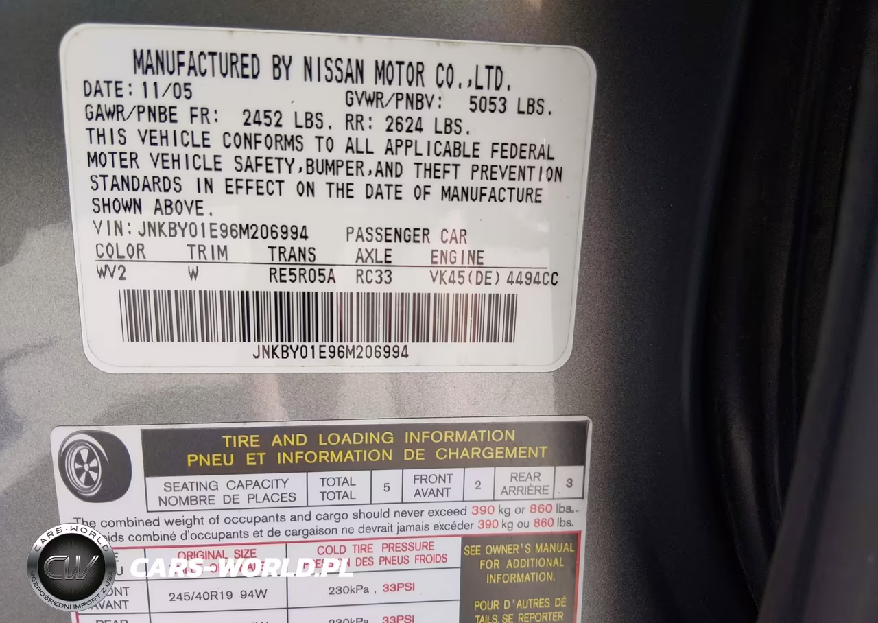 2006 Infiniti M45 Sport VIN:JNKBY01E96M206994 - 9