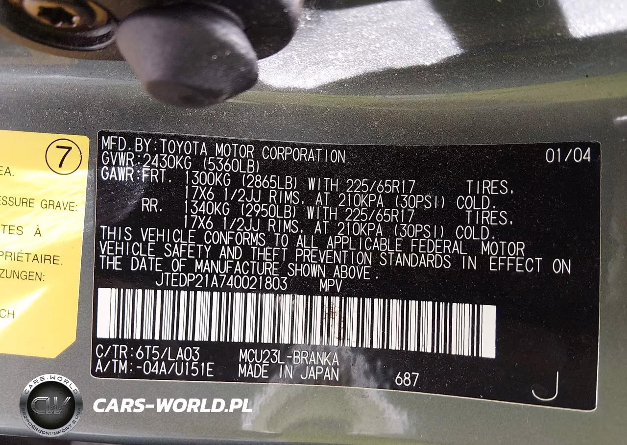 2004 Toyota Highlander Limited V6 VIN:JTEDP21A740021803 - 9