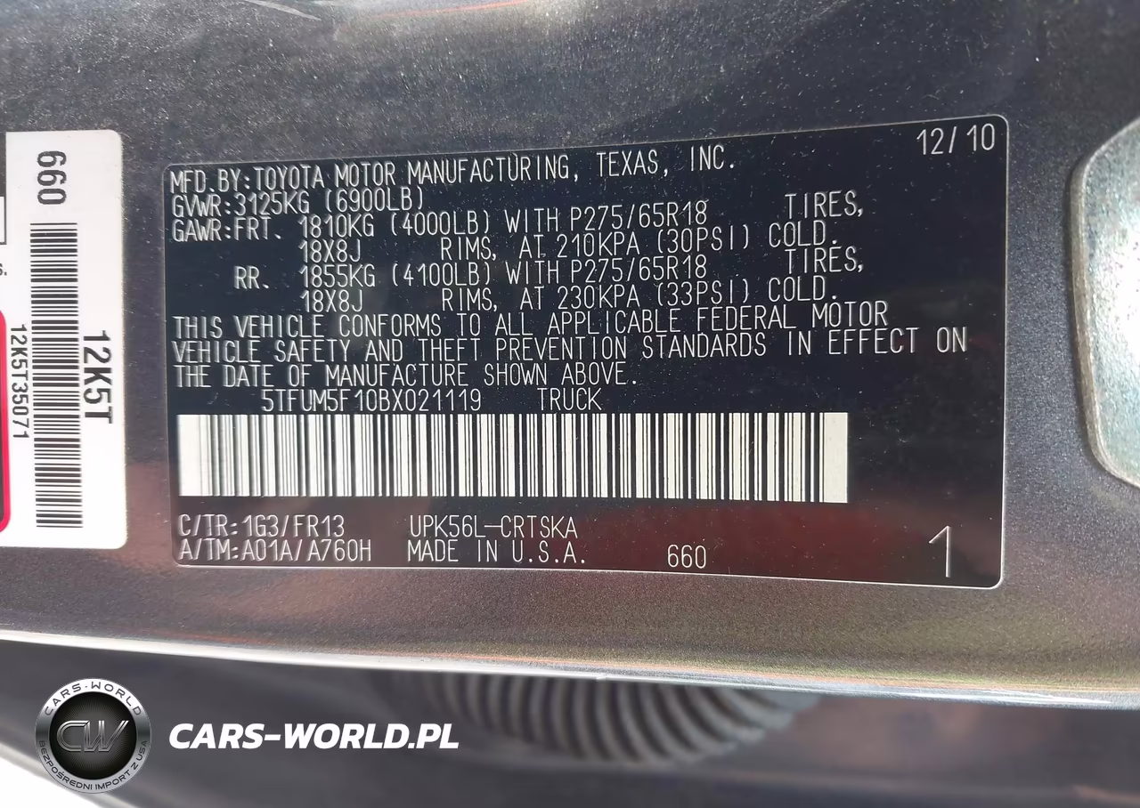 2011 Toyota Tundra Grade 4.6L V8 VIN:5TFUM5F10BX021119 - 9
