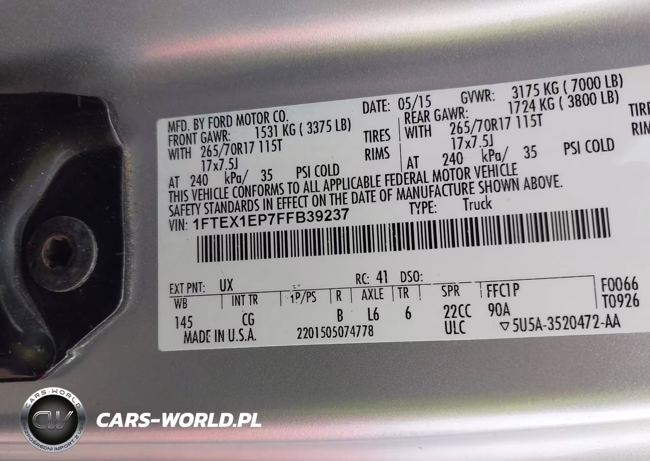 2015 Ford F-150 Xl VIN:1FTEX1EP7FFB39237 - 9