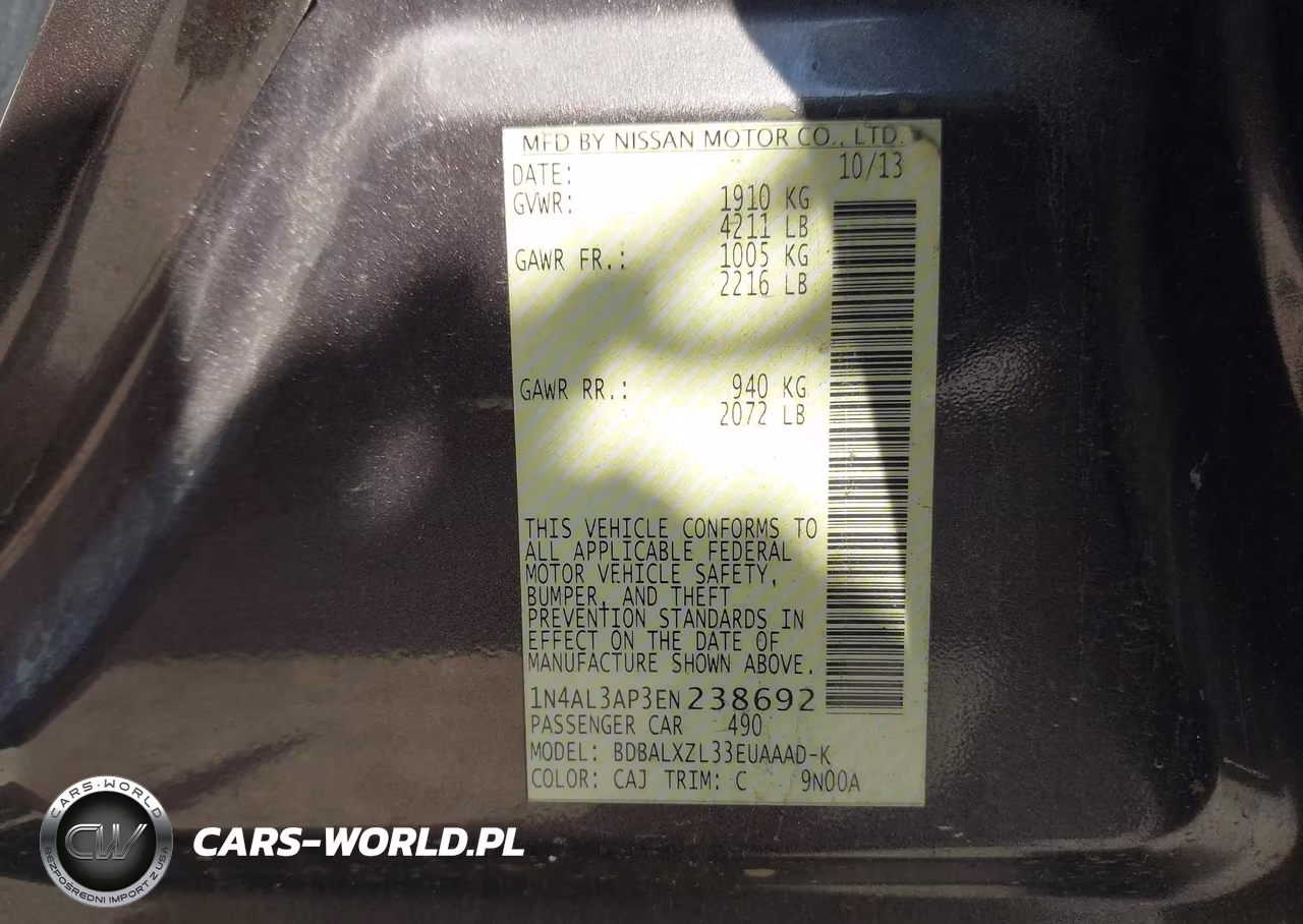 2014 Nissan Altima 2.5 Sl VIN:1N4AL3AP3EN238692 - 9