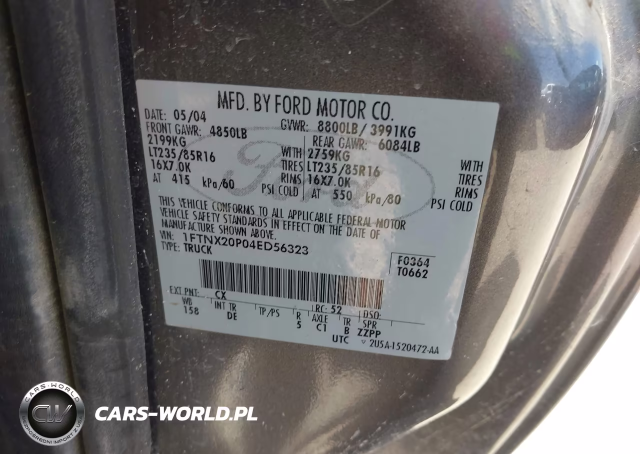 2004 Ford F-250 Lariat-Xl-Xlt VIN:1FTNX20P04ED56323 - 9