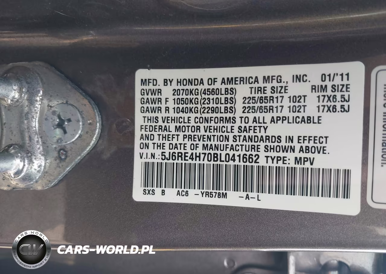 2011 Honda Cr-V Ex-L VIN:5J6RE4H70BL041662 - 9