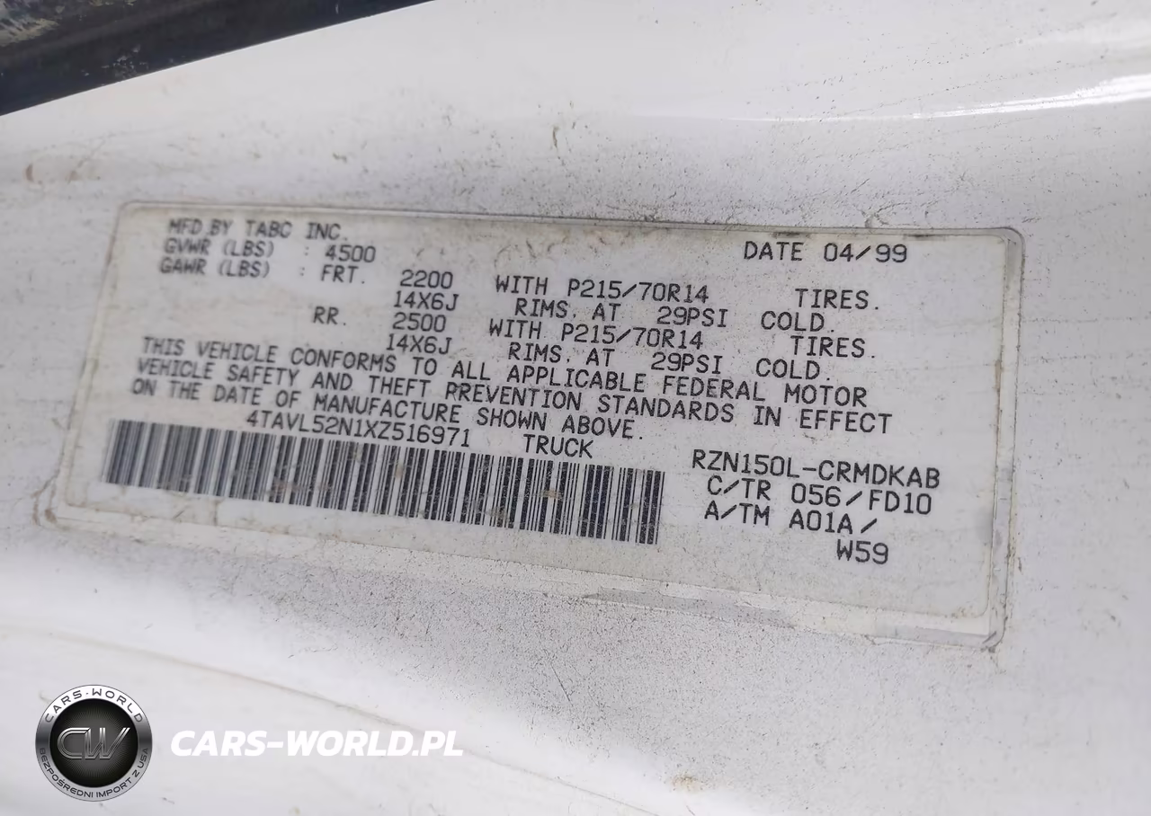 1999 Toyota Tacoma VIN:4TAVL52N1XZ516971 - 9