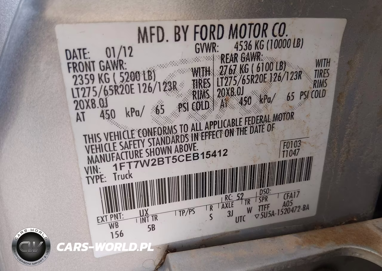 2012 Ford F-250 Lariat VIN:1FT7W2BT5CEB15412 - 9