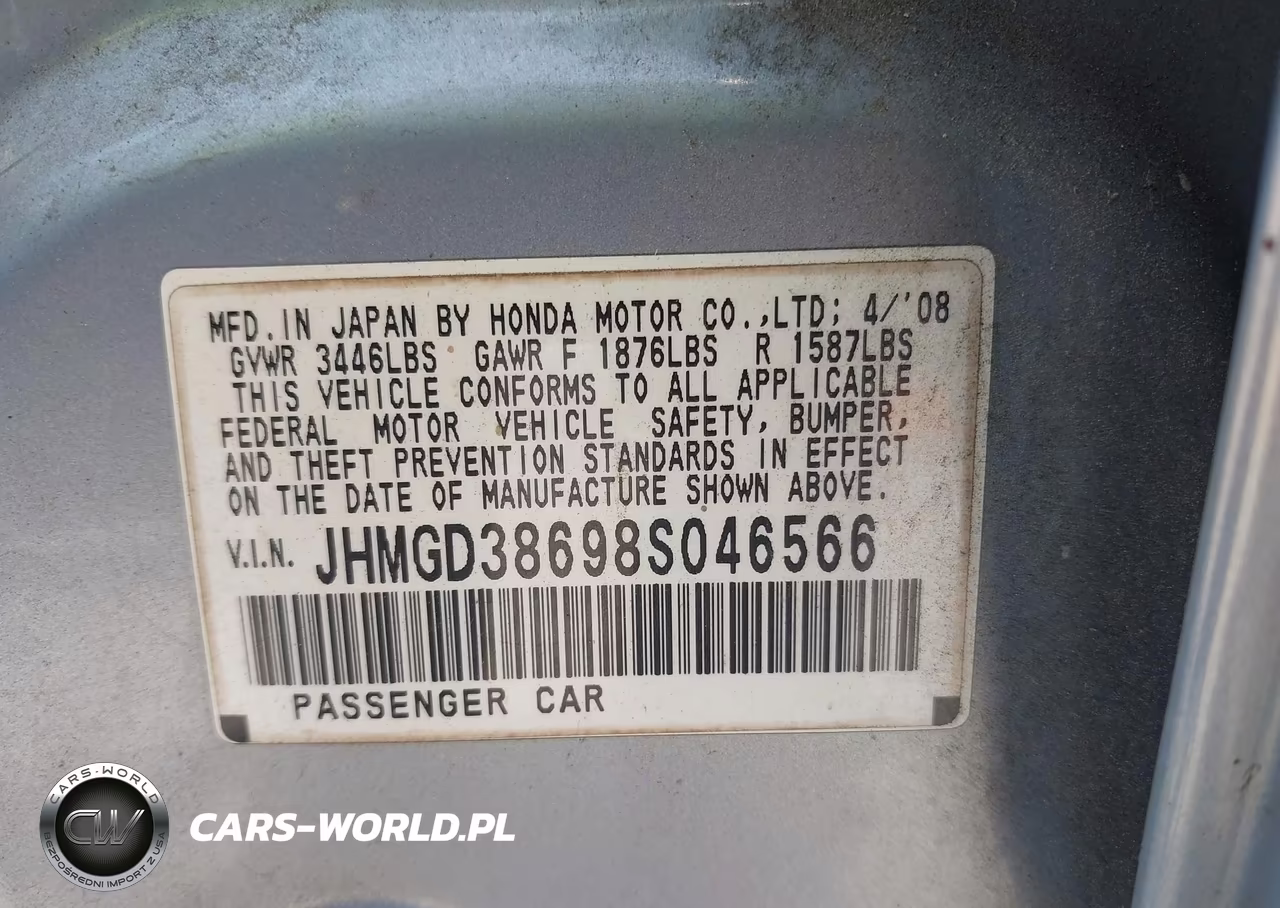 2008 Honda Fit Sport VIN:JHMGD38698S046566 - 9