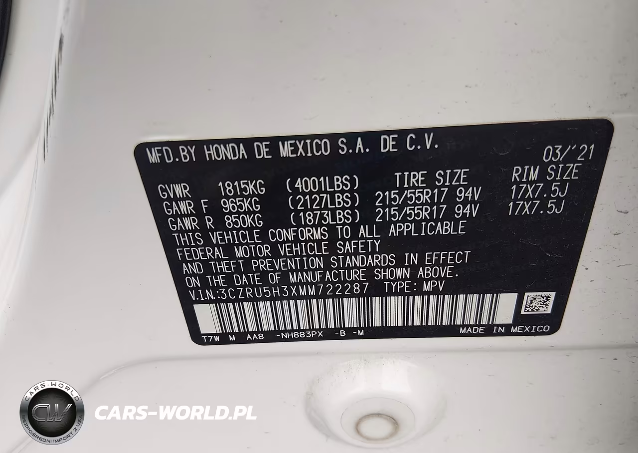 2021 Honda Hr-V 2Wd Lx VIN:3CZRU5H3XMM722287 - 9