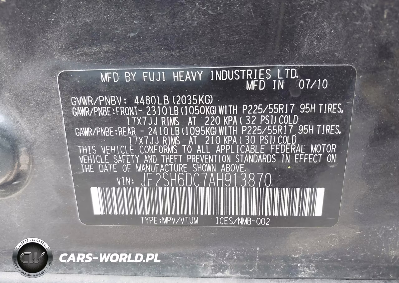 2010 Subaru Forester 2.5X Limited VIN:JF2SH6DC7AH913870 - 9
