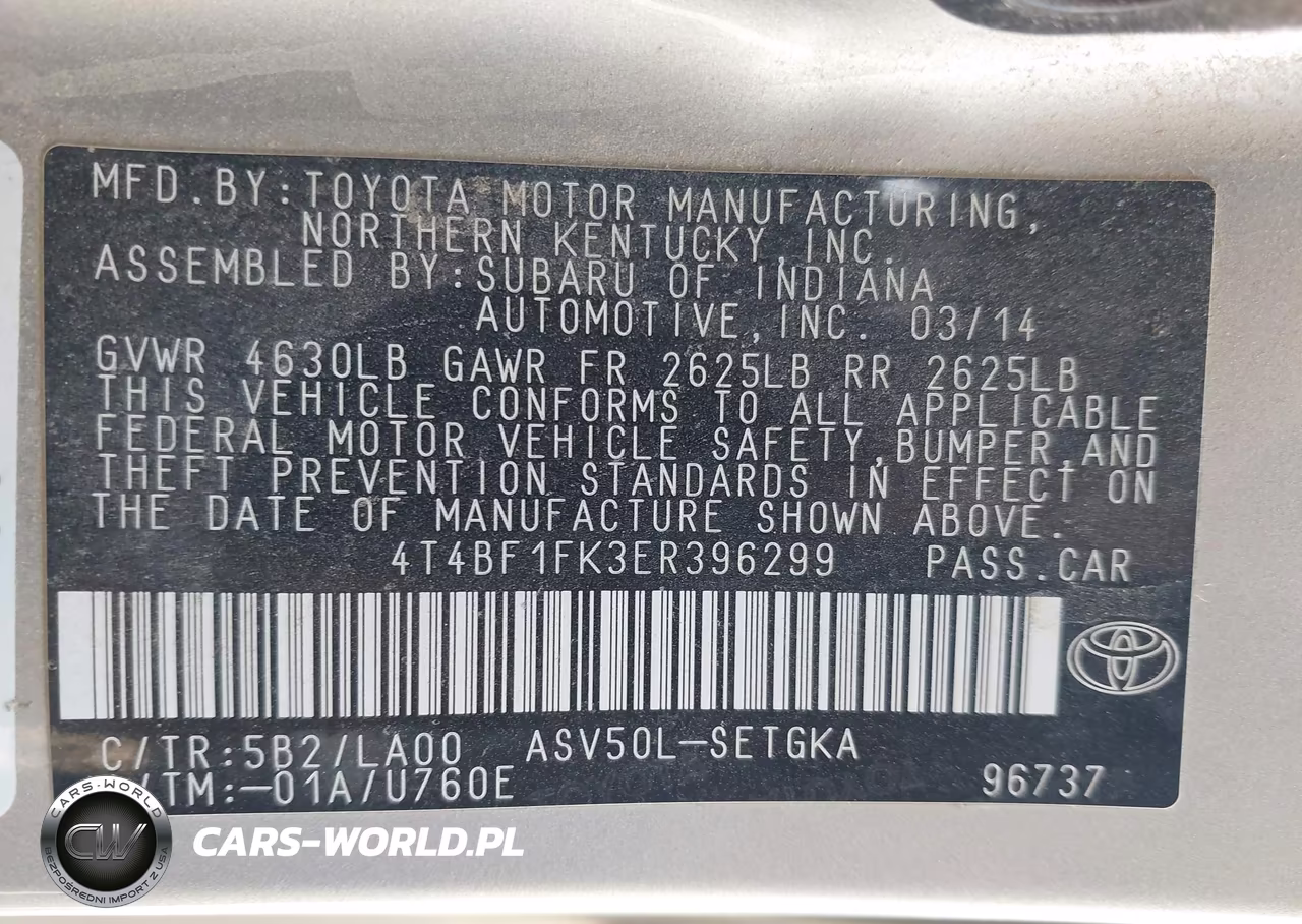 2014 Toyota Camry Xle VIN:4T4BF1FK3ER396299 - 9