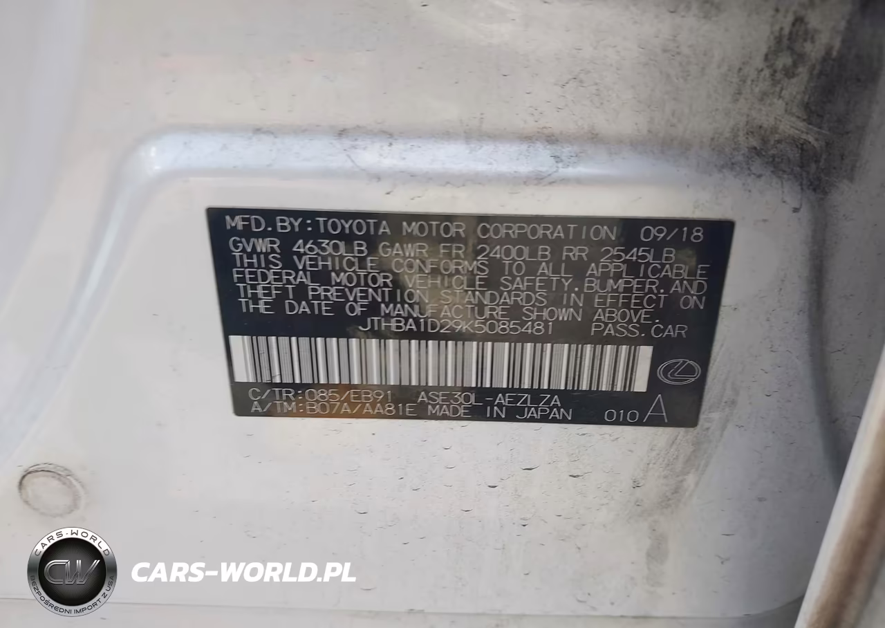 2019 Lexus Is 300 VIN:JTHBA1D29K5085481 - 9