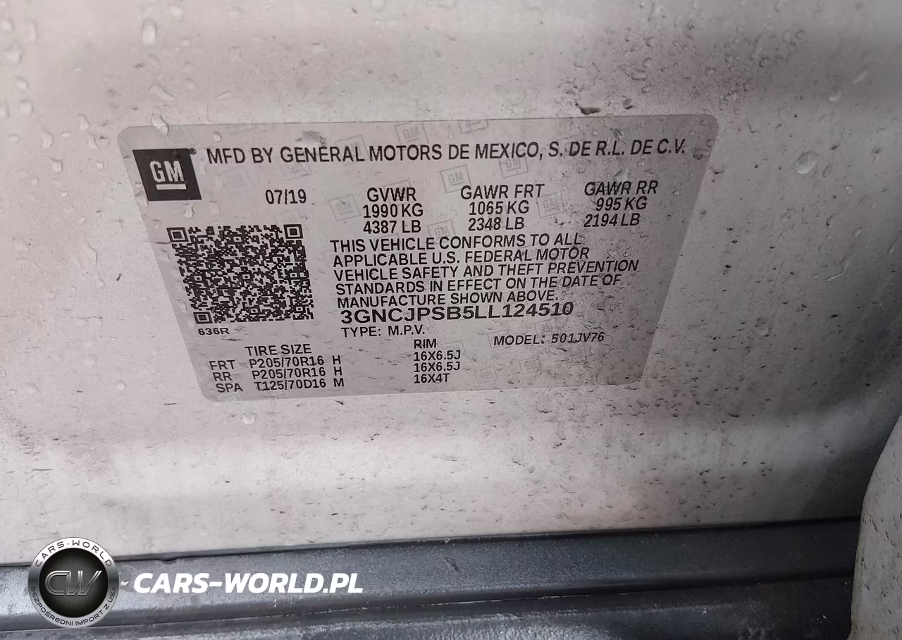 2020 Chevrolet Trax Awd Lt VIN:3GNCJPSB5LL124510 - 9