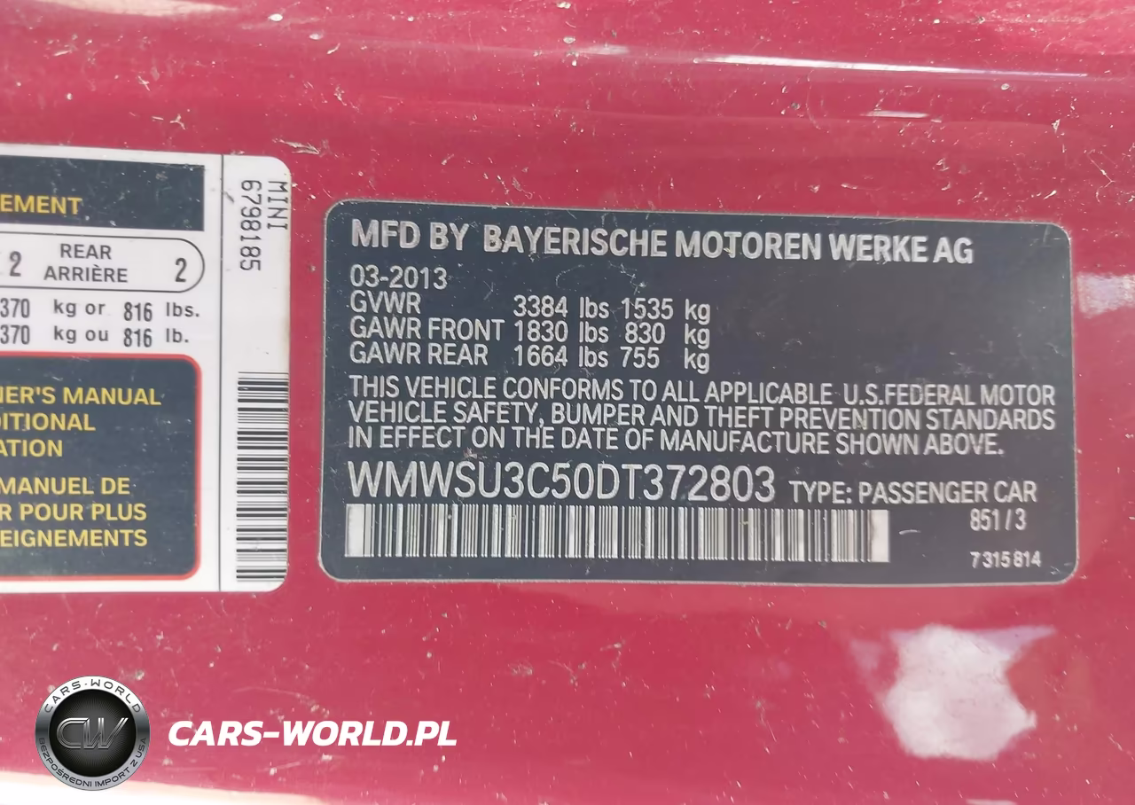 2013 Mini Hardtop Cooper VIN:WMWSU3C50DT372803 - 9