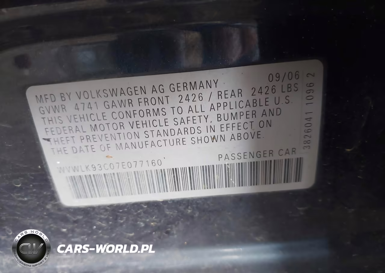 2007 Volkswagen Passat 2.0T VIN:WVWLK93C07E077160 - 9