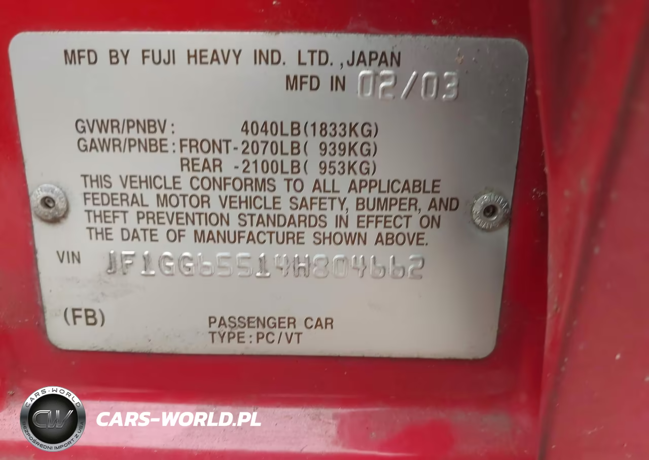 2004 Subaru Impreza 2.5Ts VIN:JF1GG65514H804662 - 9