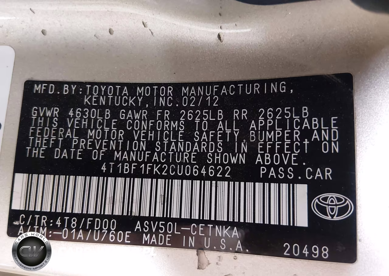 2012 Toyota Camry Le VIN:4T1BF1FK2CU064622 - 9