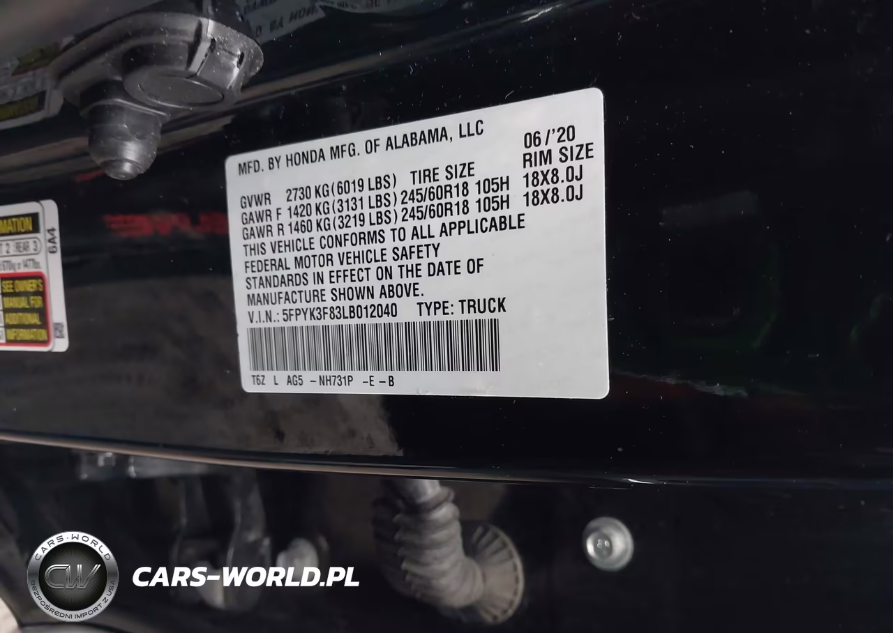 2020 Honda Ridgeline Black Edition VIN:5FPYK3F83LB012040 - 9