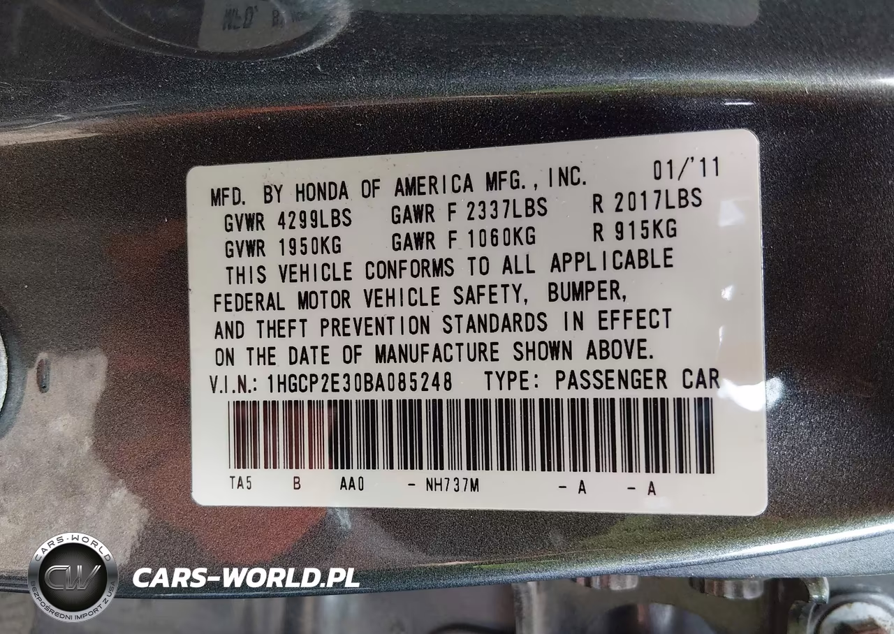 2011 Honda Accord 2.4 Lx VIN:1HGCP2E30BA085248 - 9