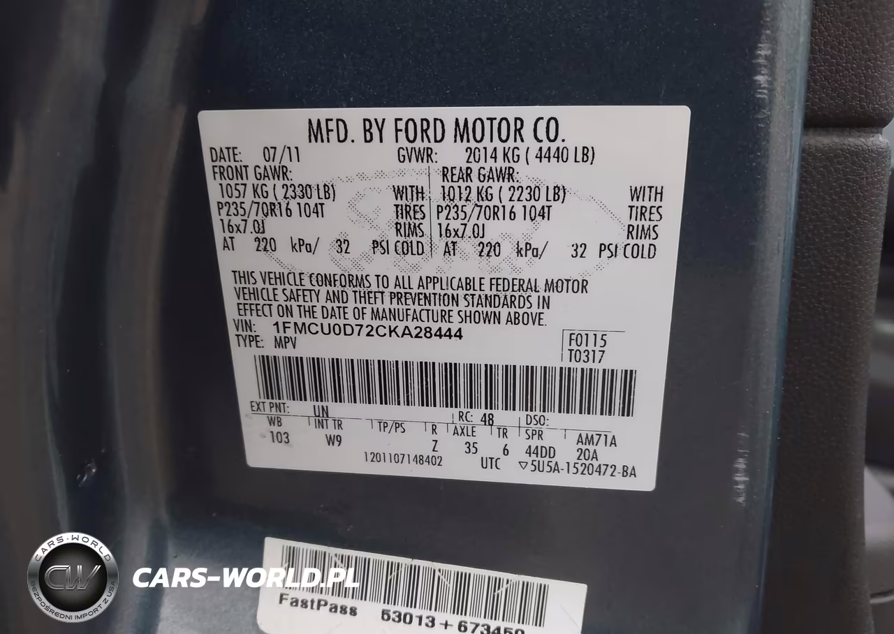 2012 Ford Escape Xlt VIN:1FMCU0D72CKA28444 - 9