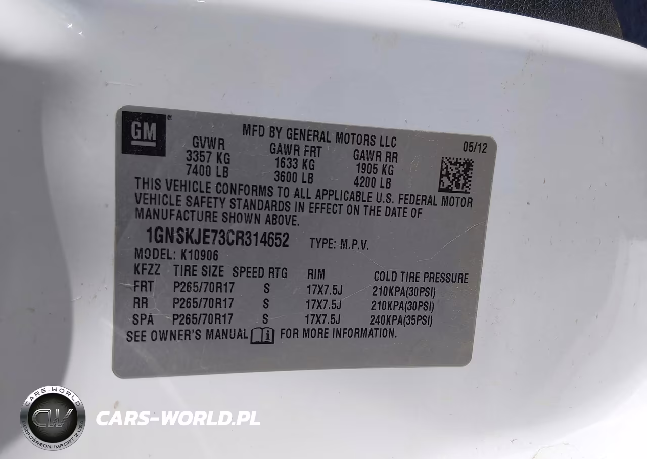 2012 Chevrolet Suburban Lt VIN:1GNSKJE73CR314652 - 9
