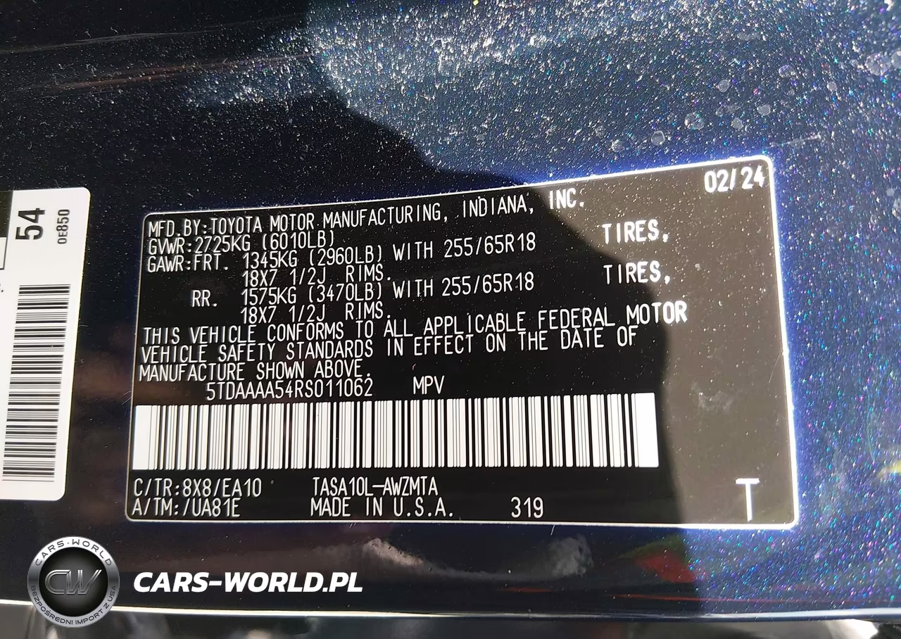 2024 Toyota Grand Highlander Xle VIN:5TDAAAA54RS011062 - 9
