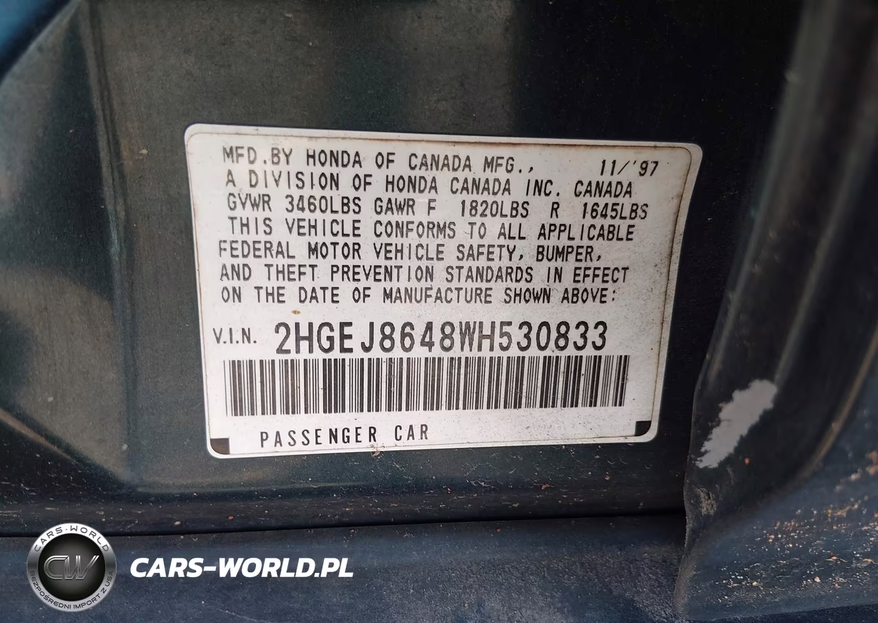 1998 Honda Civic Ex VIN:2HGEJ8648WH530833 - 9