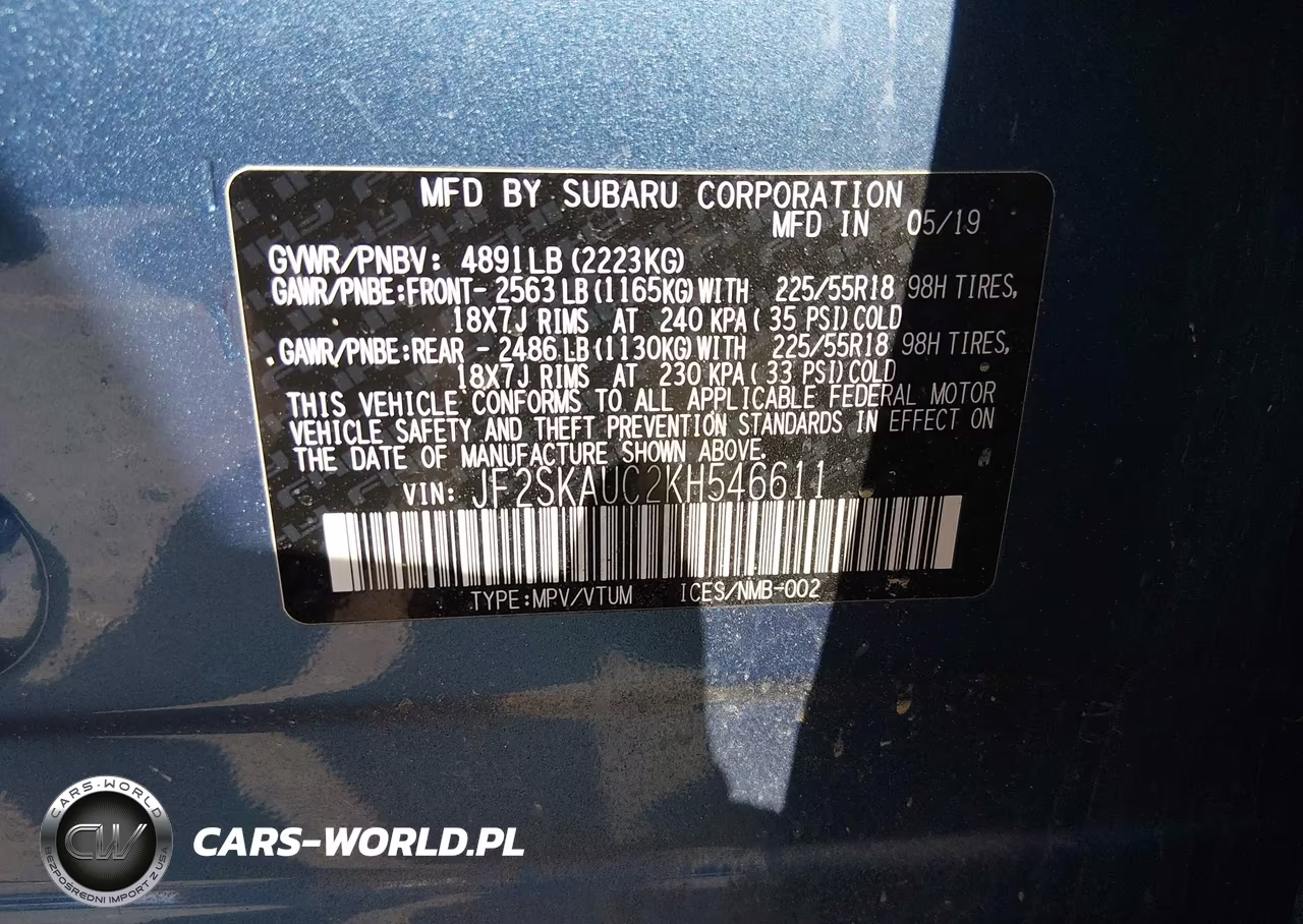 2019 Subaru Forester Limited VIN:JF2SKAUC2KH546611 - 9