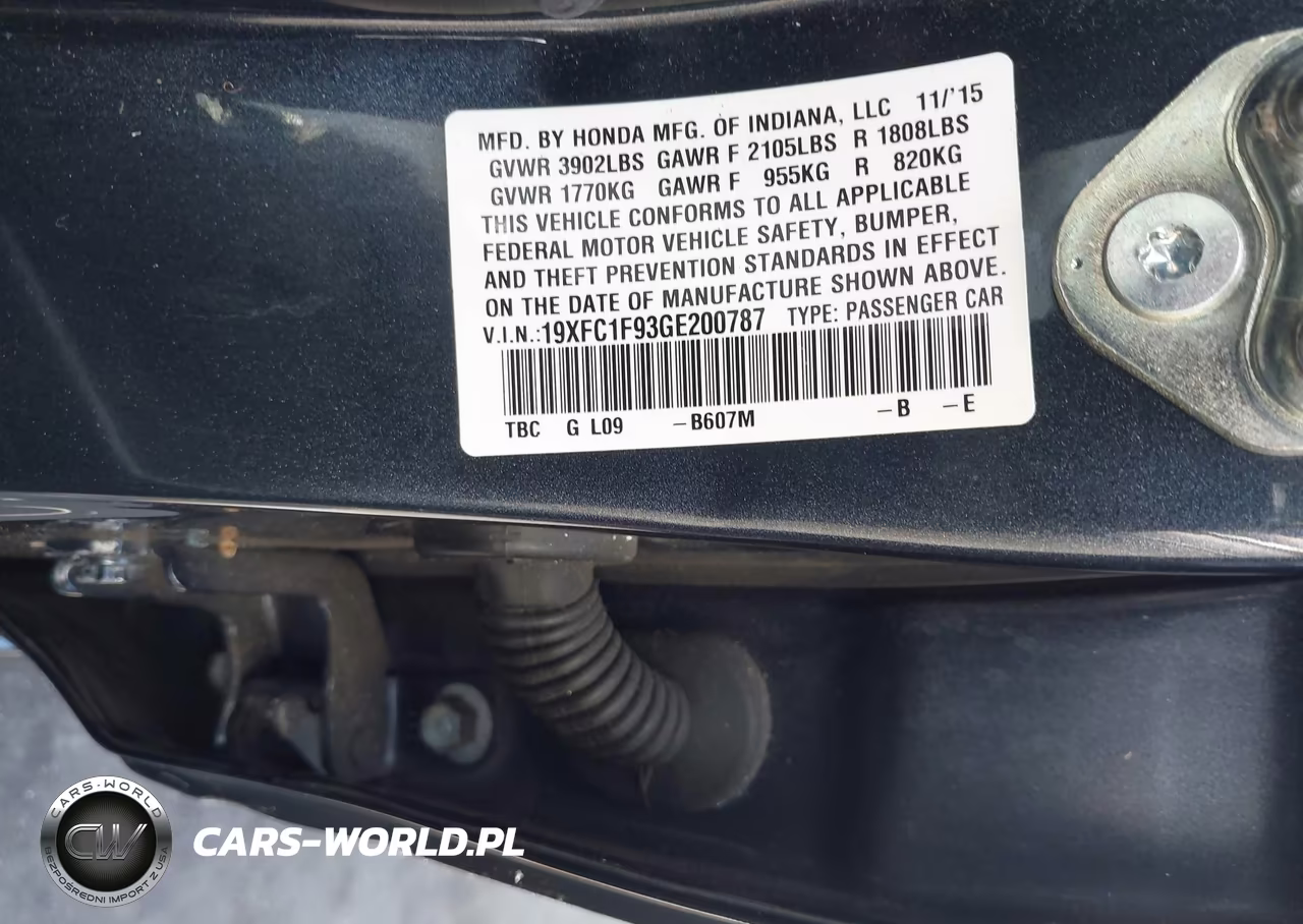 2016 Honda Civic Touring VIN:19XFC1F93GE200787 - 9