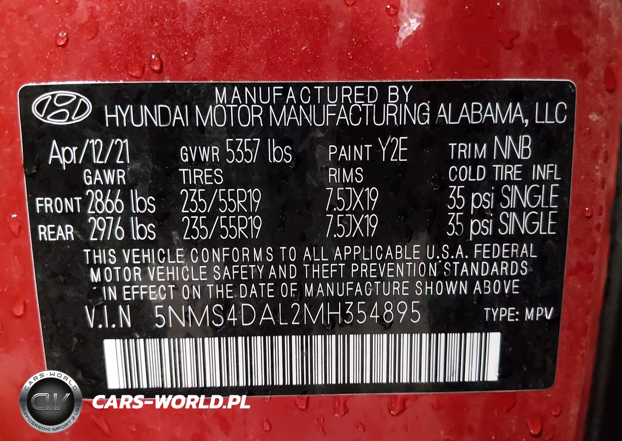 2021 Hyundai Santa Fe Limited VIN:5NMS4DAL2MH354895 - 9