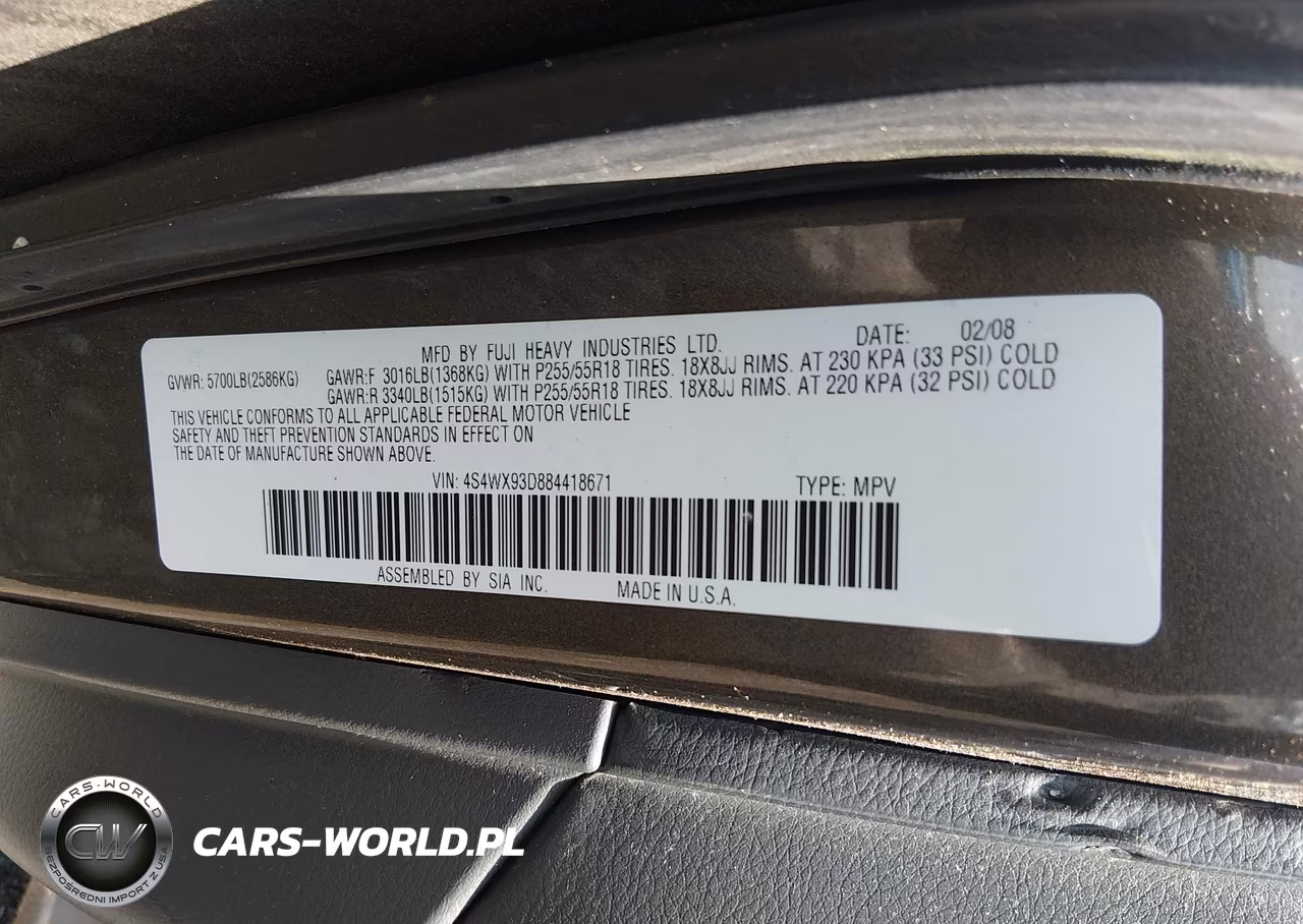 2008 Subaru Tribeca Limited 5-Passenger VIN:4S4WX93D884418671 - 9