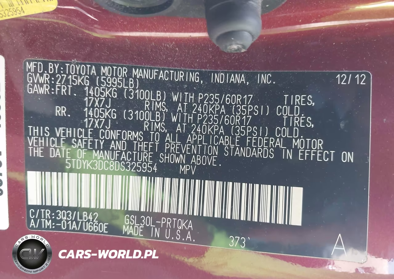 2013 Toyota Sienna Xle V6 8 Passenger VIN:5TDYK3DC8DS325954 - 9