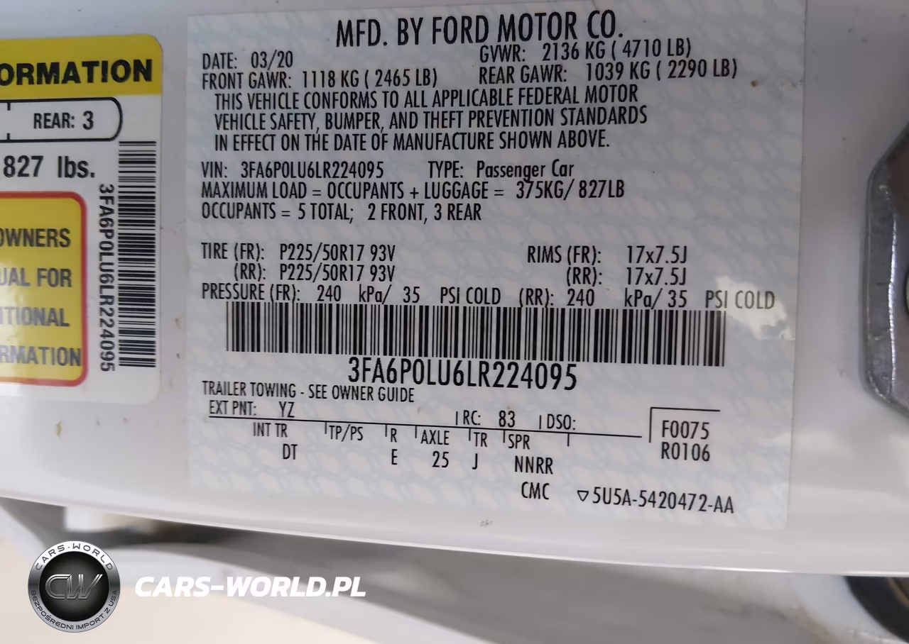 2020 Ford Fusion Hybrid Se VIN:3FA6P0LU6LR224095 - 9