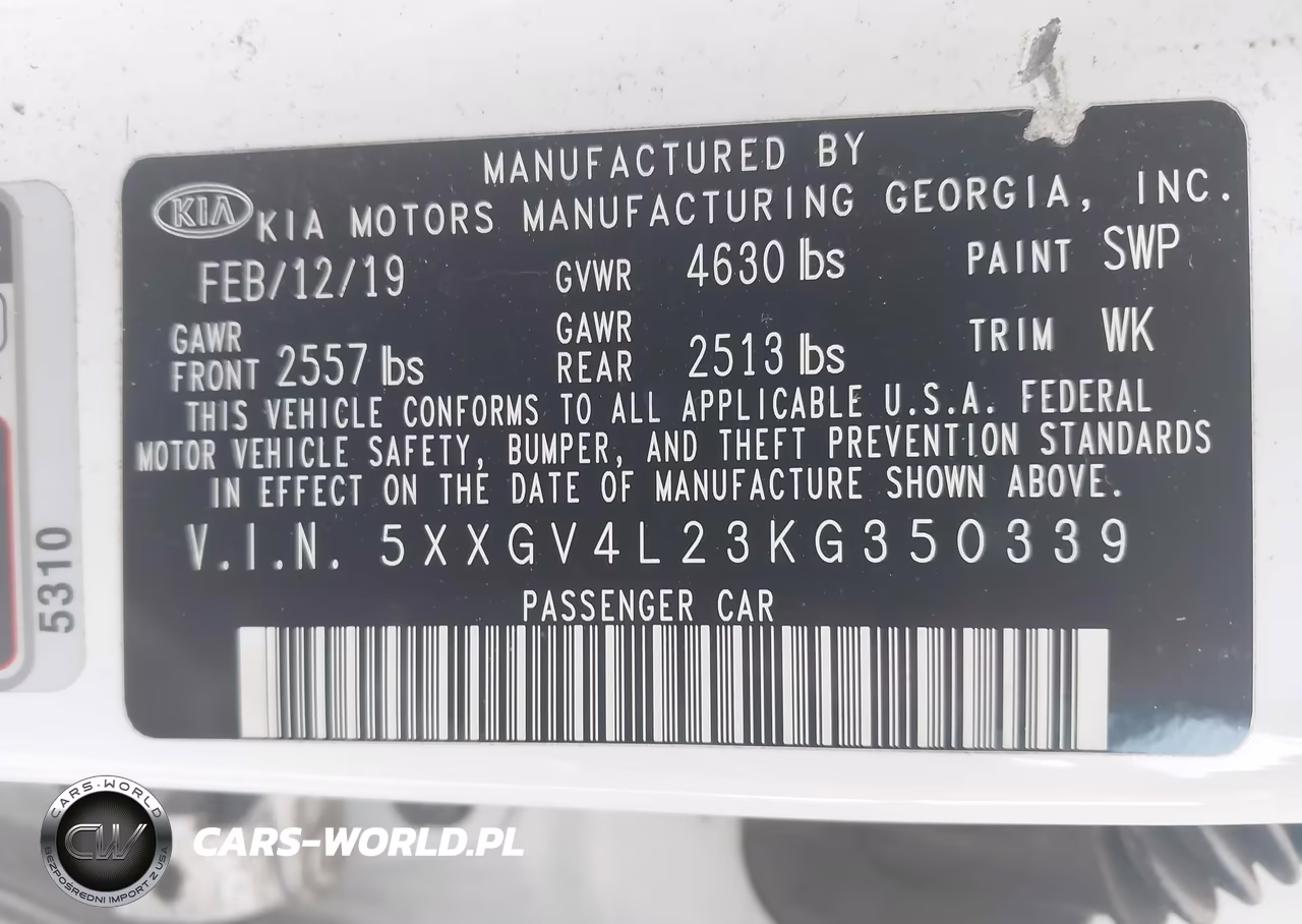 2019 Kia Optima VIN:5XXGV4L23KG350339 - 9