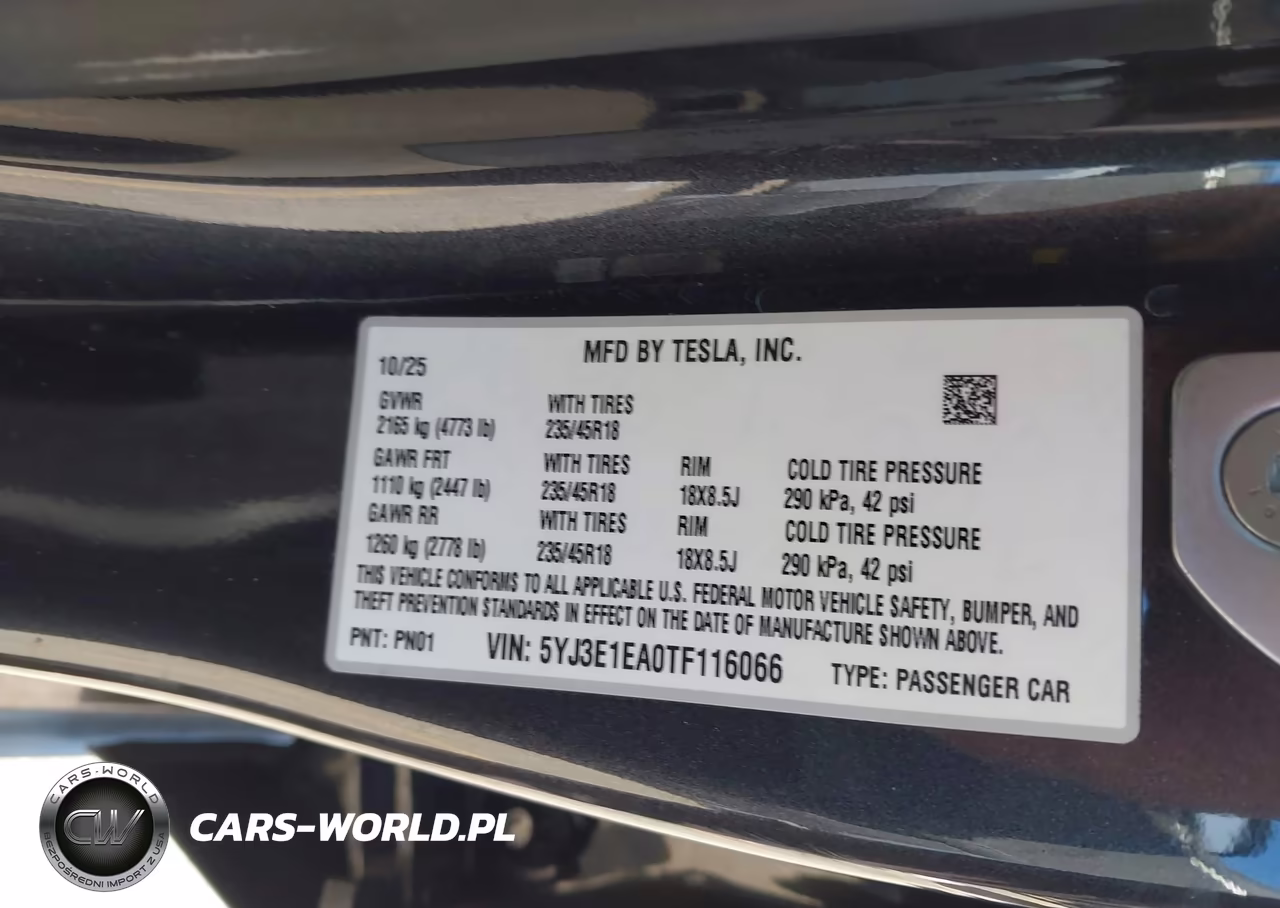 2026 Tesla Model 3 Premium Rear-Wheel Drive-Rear-Wheel Drive VIN:5YJ3E1EA0TF116066 - 9