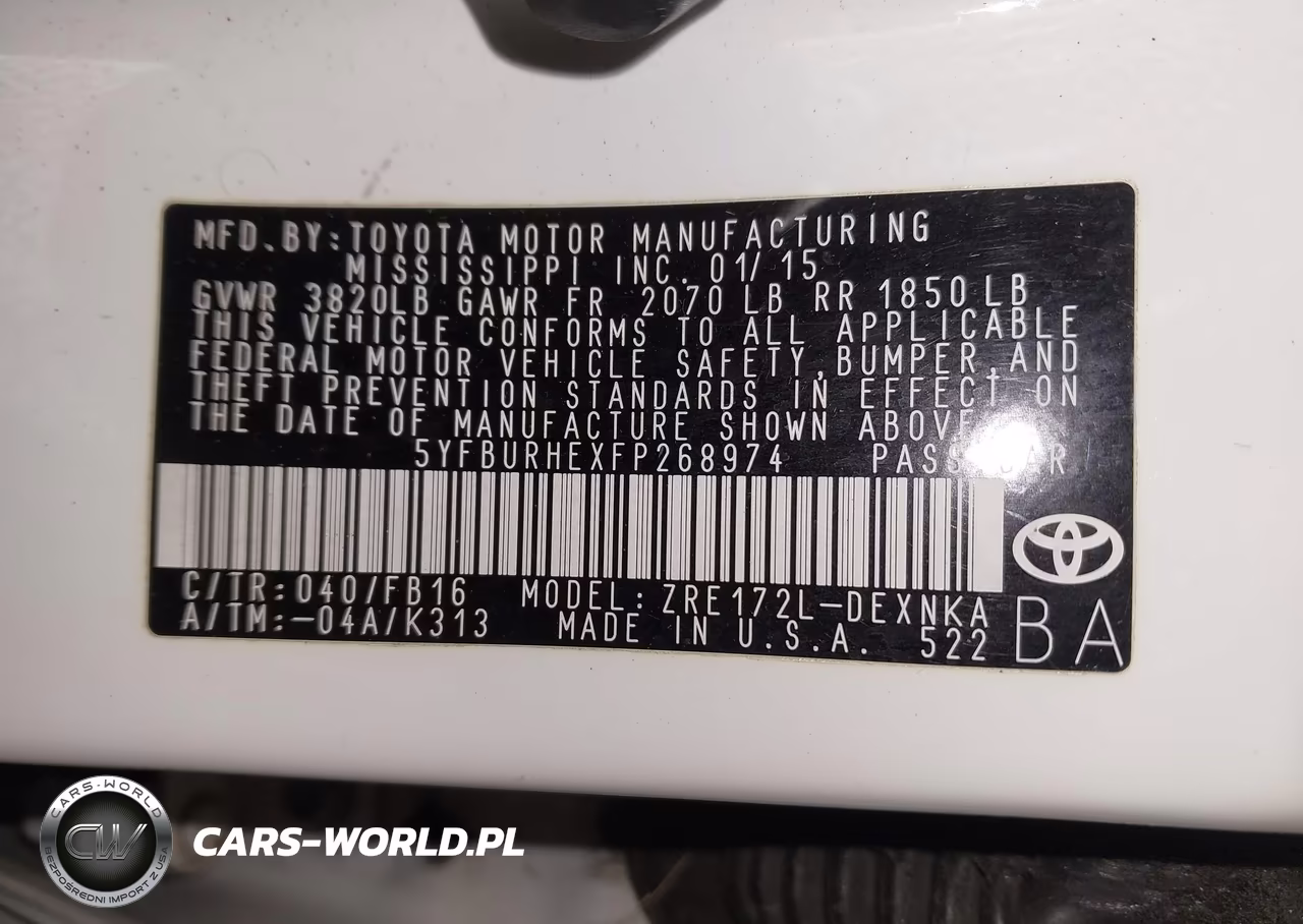 2015 Toyota Corolla Le VIN:5YFBURHEXFP268974 - 9