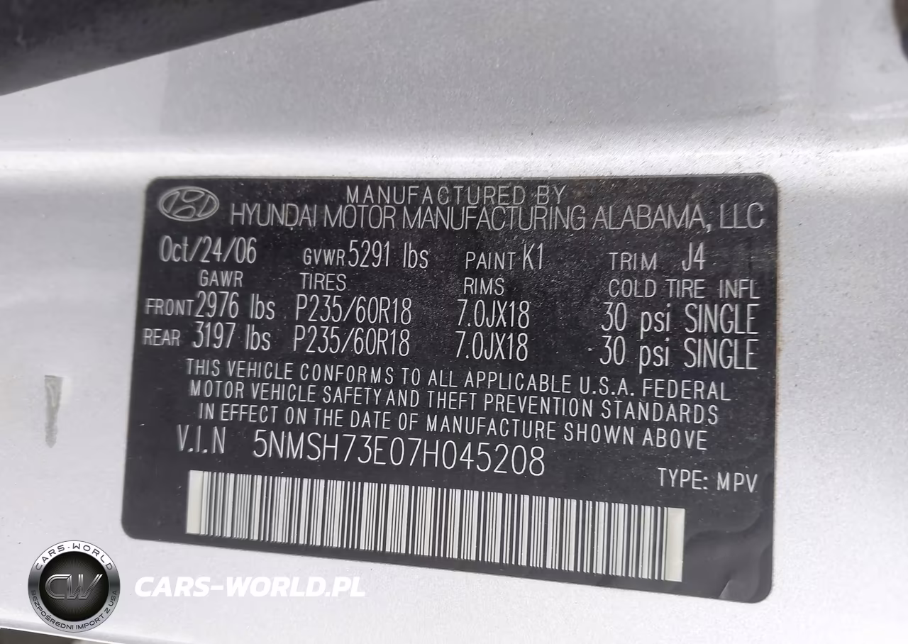 2007 Hyundai Santa Fe Limited-Se VIN:5NMSH73E07H045208 - 9